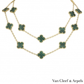 Van Cleef & Arpels Yellow Gold Malachite Vintage Alhambra Necklace VCARL88100